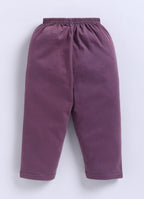 Mars Infiniti Pure Cotton Full Sleeves Front Open Tshirt and Full Pant Set for Infants|Purple