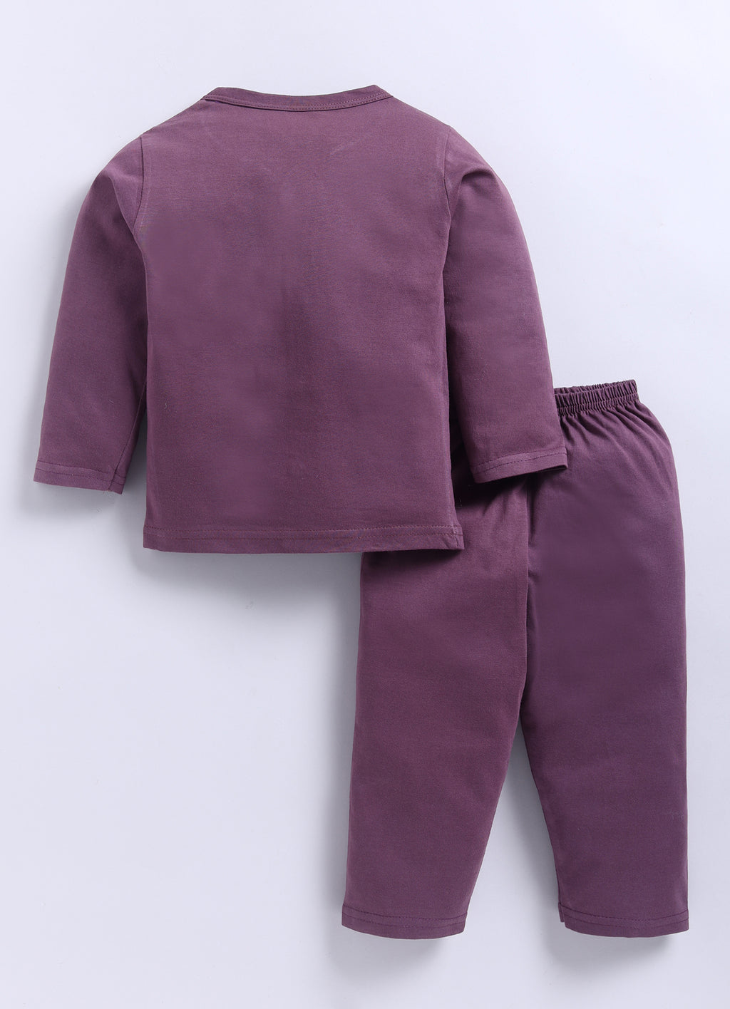 Mars Infiniti Pure Cotton Full Sleeves Front Open Tshirt and Full Pant Set for Infants|Purple