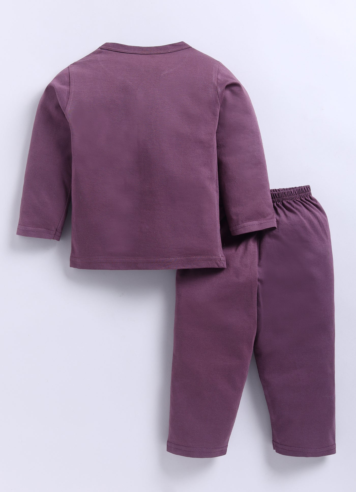Mars Infiniti Pure Cotton Full Sleeves Front Open Tshirt and Full Pant Set for Infants|Purple
