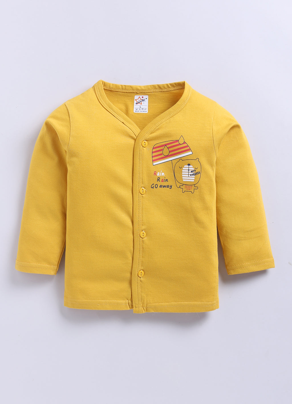 Mars Infiniti Pure Cotton Full Sleeves Front Open Tshirt and Full Pant Set for Infants|Mustard