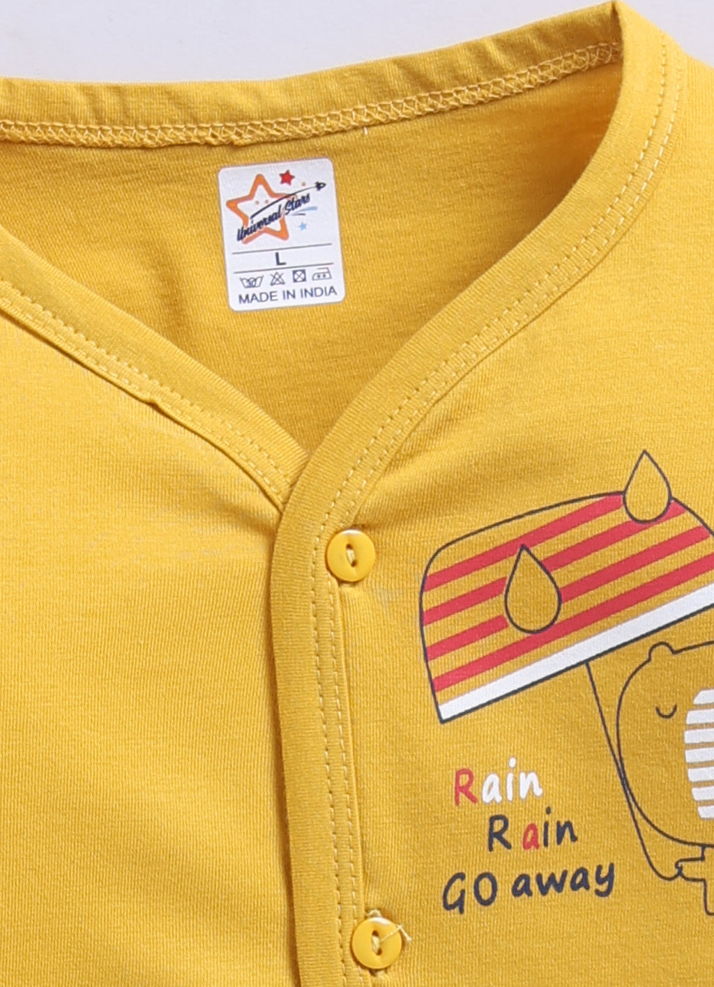 Mars Infiniti Pure Cotton Full Sleeves Front Open Tshirt and Full Pant Set for Infants|Mustard