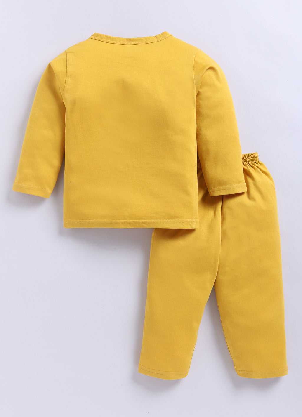 Mars Infiniti Pure Cotton Full Sleeves Front Open Tshirt and Full Pant Set for Infants|Mustard