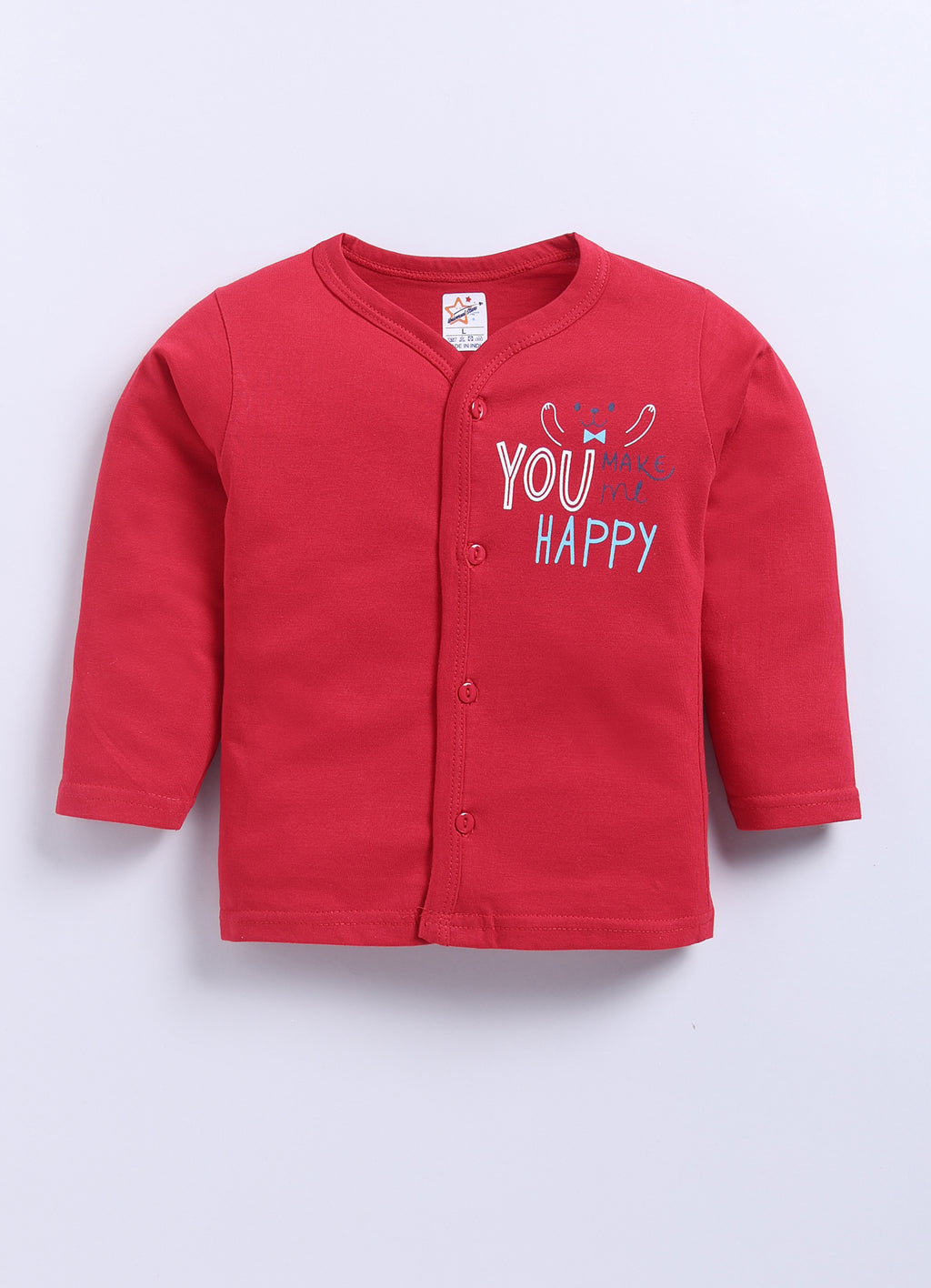 Mars Infiniti Pure Cotton Full Sleeves Front Open Tshirt and Full Pant Set for Infants|Red