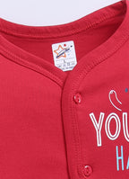 Mars Infiniti Pure Cotton Full Sleeves Front Open Tshirt and Full Pant for Infants (Pack of 2) Red, Stone Blue
