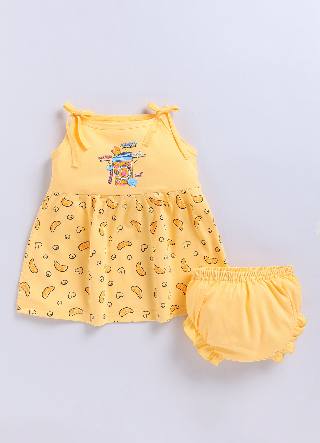 Mars Infiniti Pure Cotton Frock and Panty Set | Girls Cotton Frock Dress Shoulder Strap| Top and Bottom Set for Girl Kids | Coordinated Outfit | Lightweight and Breathable | Girls Dress Set