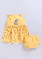 Mars Infiniti Pure Cotton Frock and Panty Set | Girls Cotton Frock Dress Shoulder Strap| Top and Bottom Set for Girl Kids | Coordinated Outfit | Lightweight and Breathable | Girls Dress Set