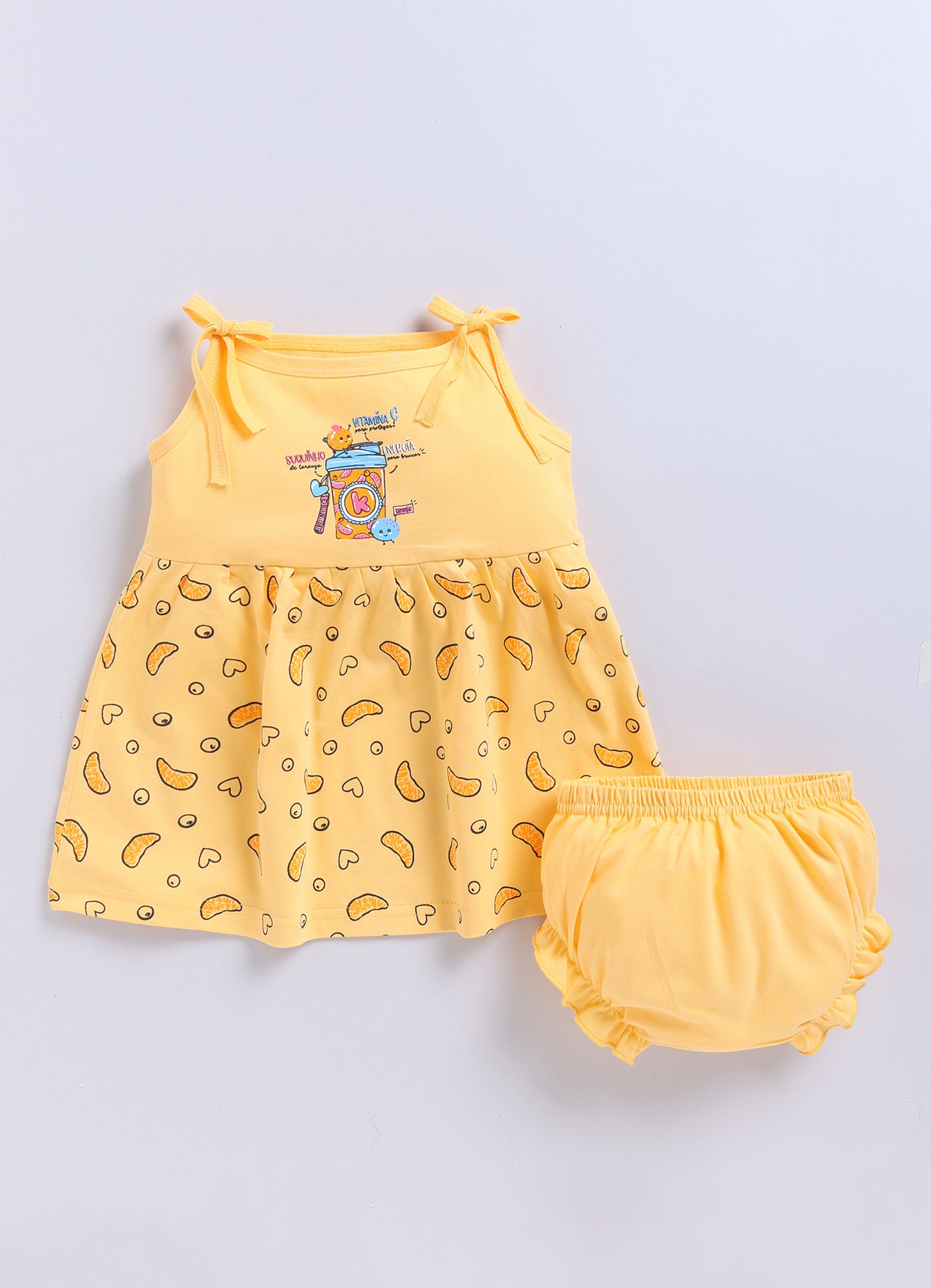 Mars Infiniti Pure Cotton Frock and Panty Set | Girls Cotton Frock Dress Shoulder Strap| Top and Bottom Set for Girl Kids | Coordinated Outfit | Lightweight and Breathable | Girls Dress Set