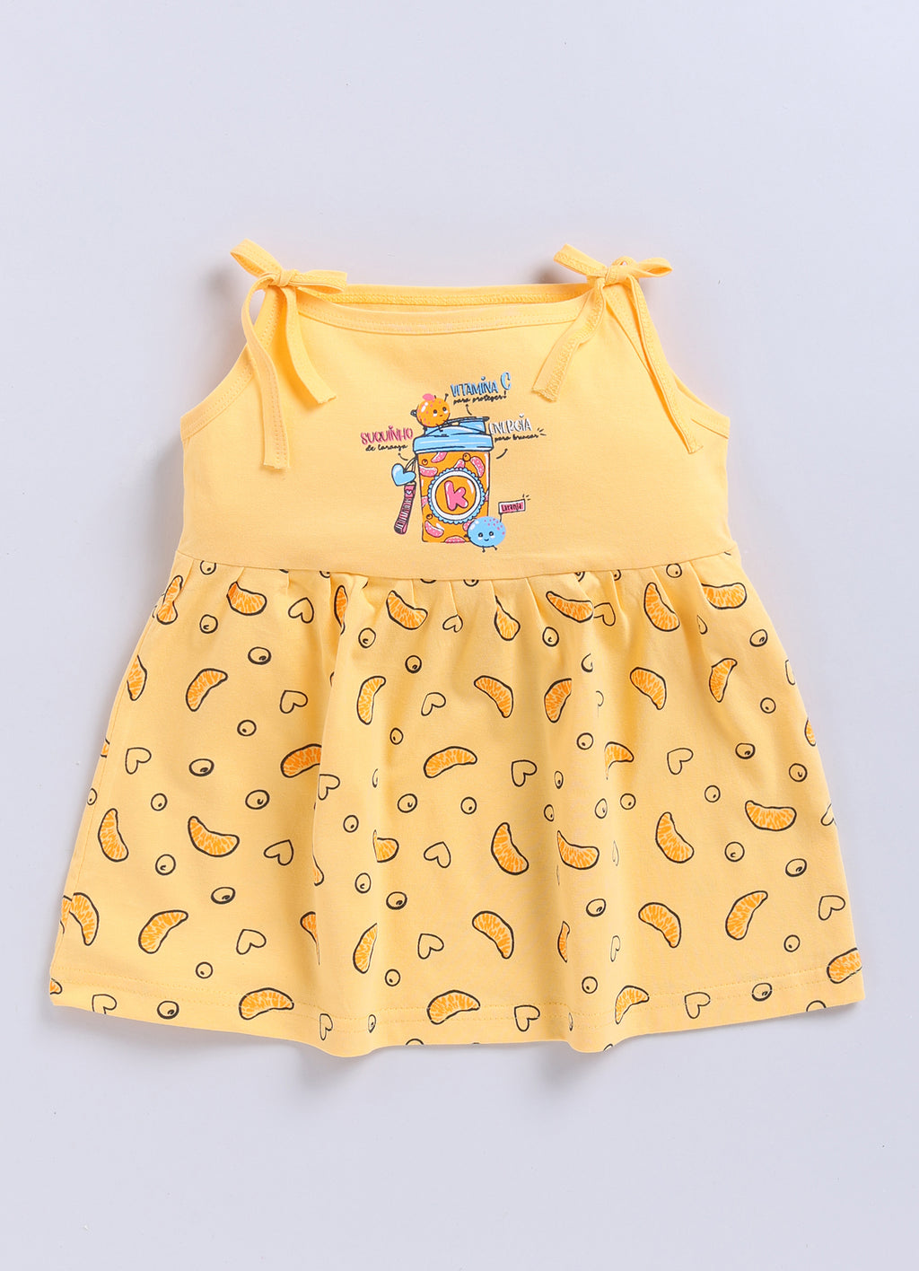 Mars Infiniti Pure Cotton Frock and Panty Set | Girls Cotton Frock Dress Shoulder Strap| Top and Bottom Set for Girl Kids | Coordinated Outfit | Lightweight and Breathable | Girls Dress Set|Yellow