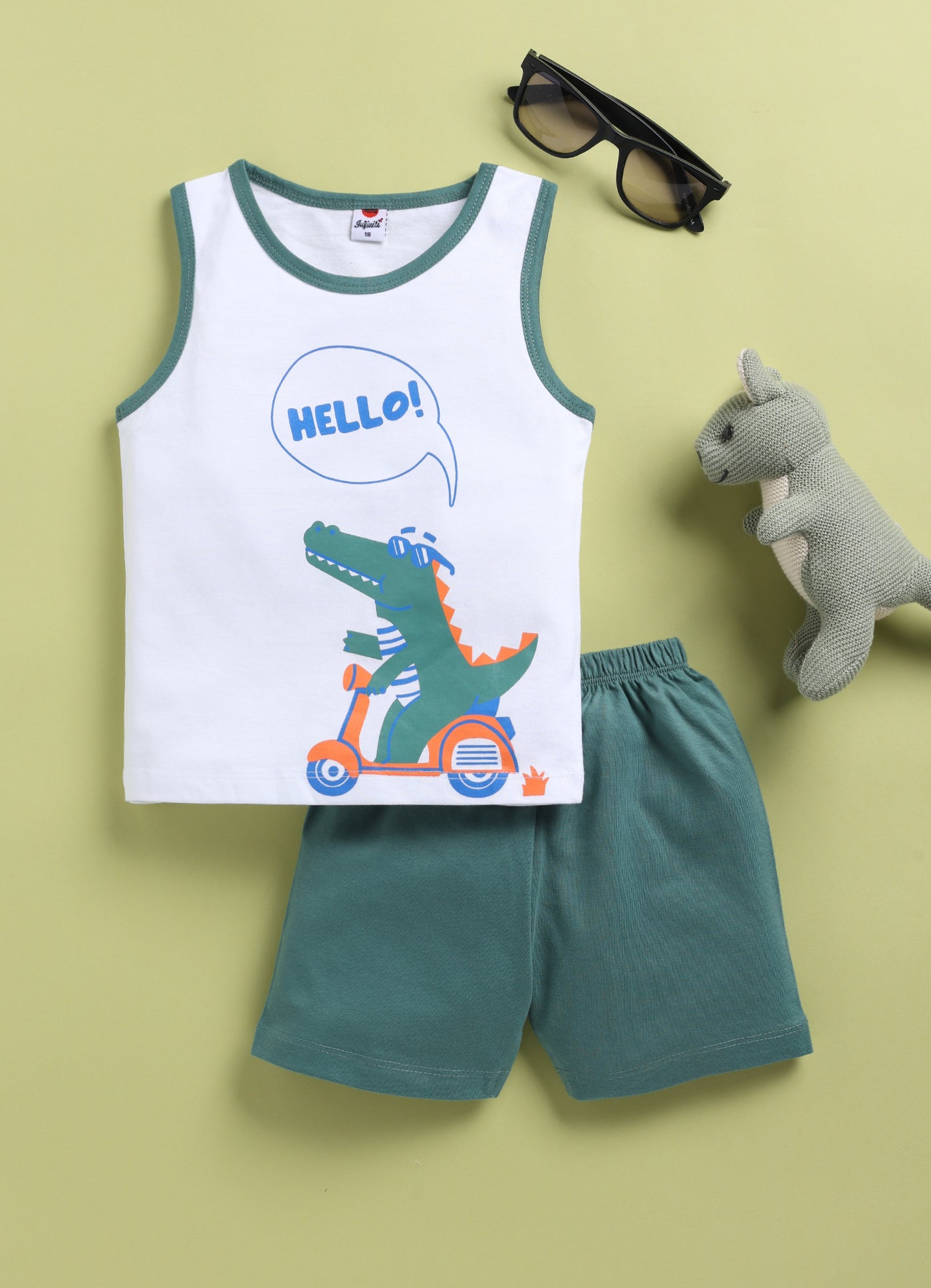 Mars Infiniti Baby Boys & Baby Girls Casual T-shirt Shorts (Green, White)
