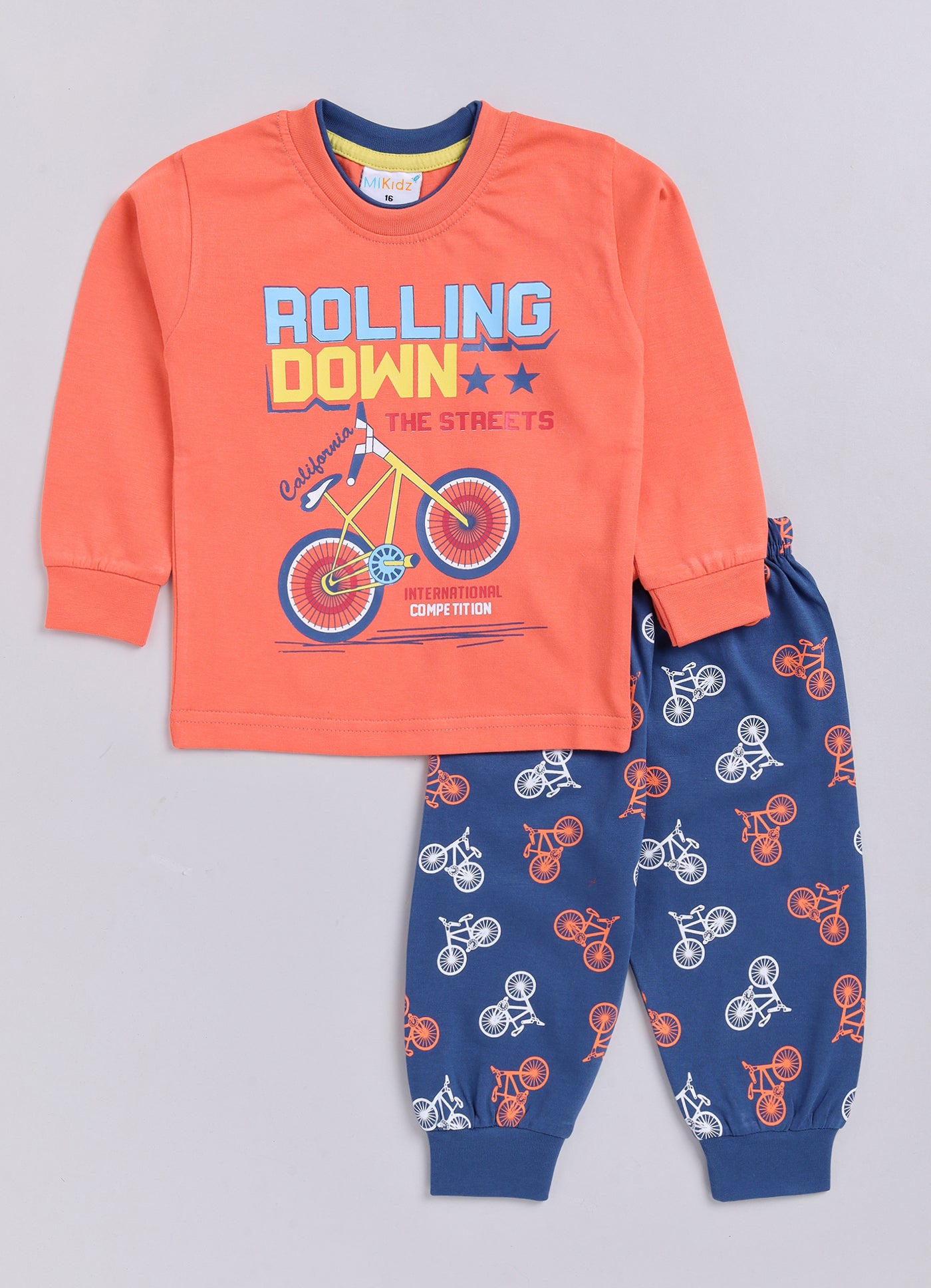 Mars Infiniti Boys Casual T-shirt Track Pants (Orange, Sea Green)