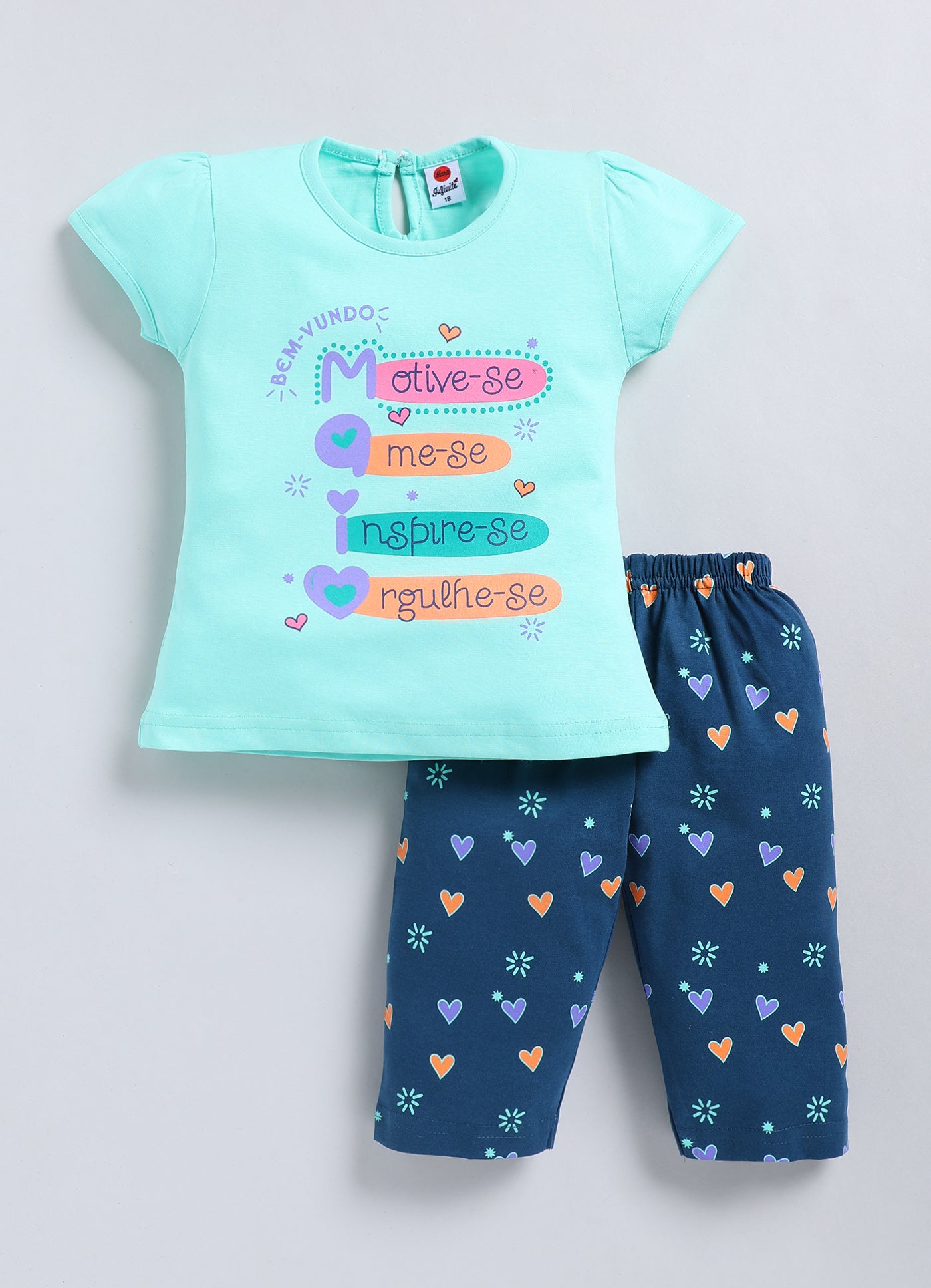 Mars Infiniti Baby Girls Casual Top Capri (Skygreen, Peach, Pink)