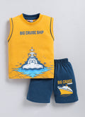 Mars Infiniti Boys & Girls Casual T-shirt Shorts (Mustard, Deep Blue)