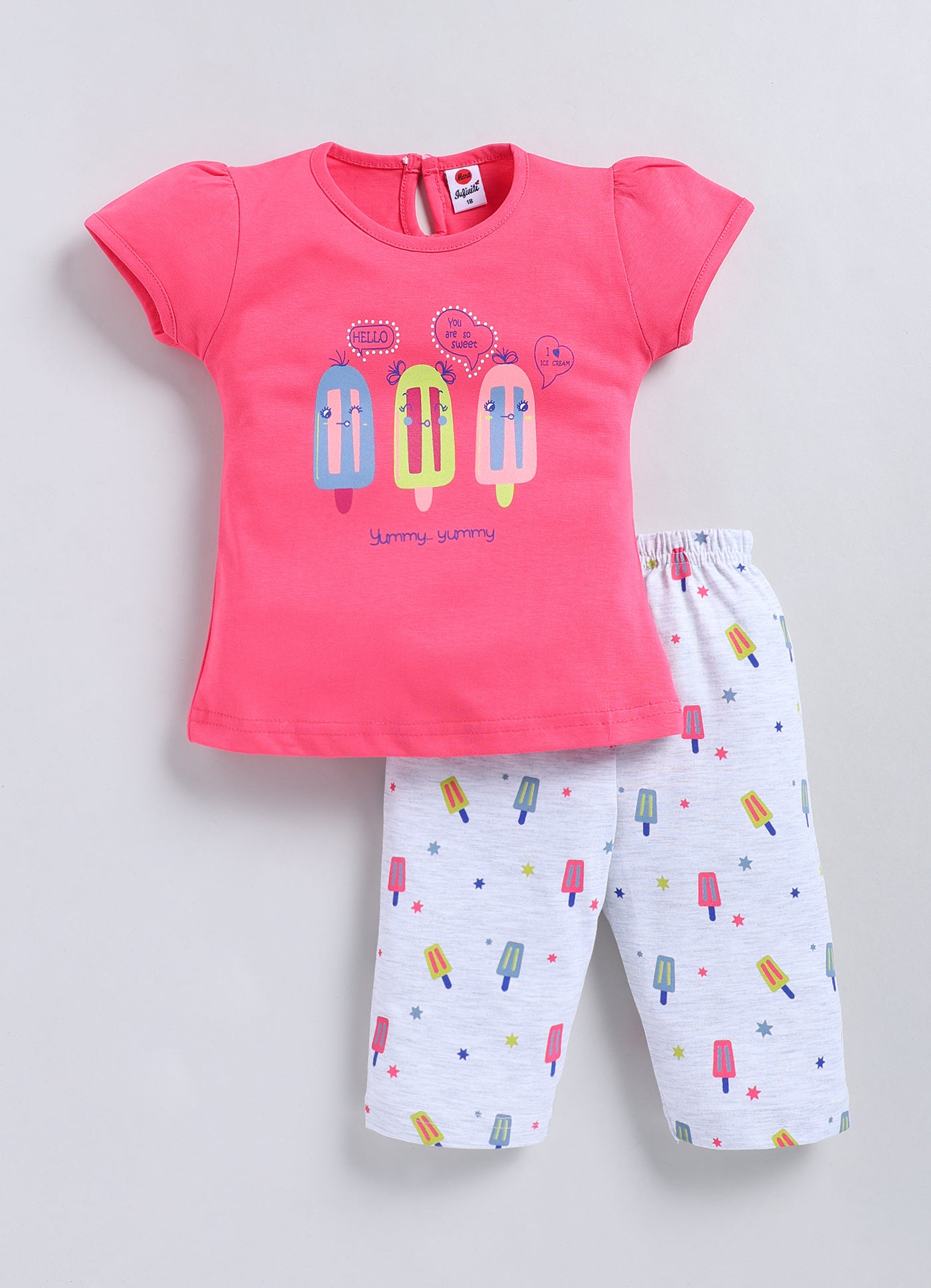 Mars Infiniti Baby Girls Casual Top Capri (Pink, grey melange)