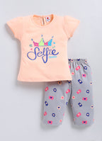 Mars Infiniti Baby Girls Casual Top Capri (Peach, grey)