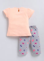 Mars Infiniti Baby Girls Casual Top Capri (Peach, grey)