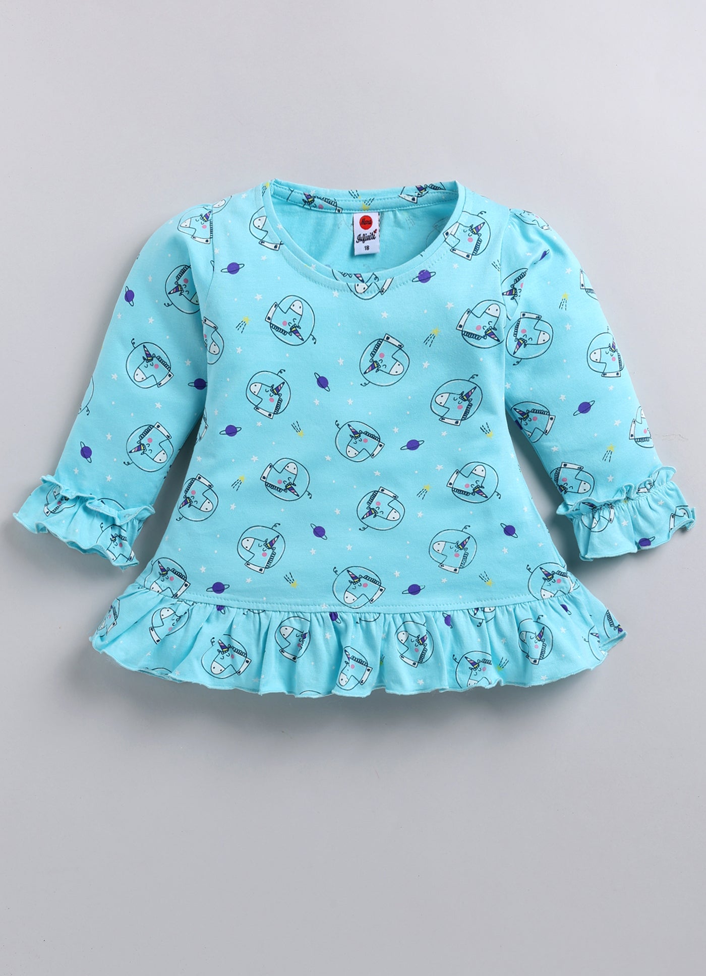 Mars Infiniti Baby Girls Casual Top Pyjama (Sky Blue)