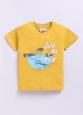 Mars Infiniti Pure Cotton Tshirts for Boys Kids | Summer Tops for Babyboys | Lightweight and Breathable| Playful Printed tees | Halfsleeve Tshirts| Colorful Playful Printed Tops|Mustard