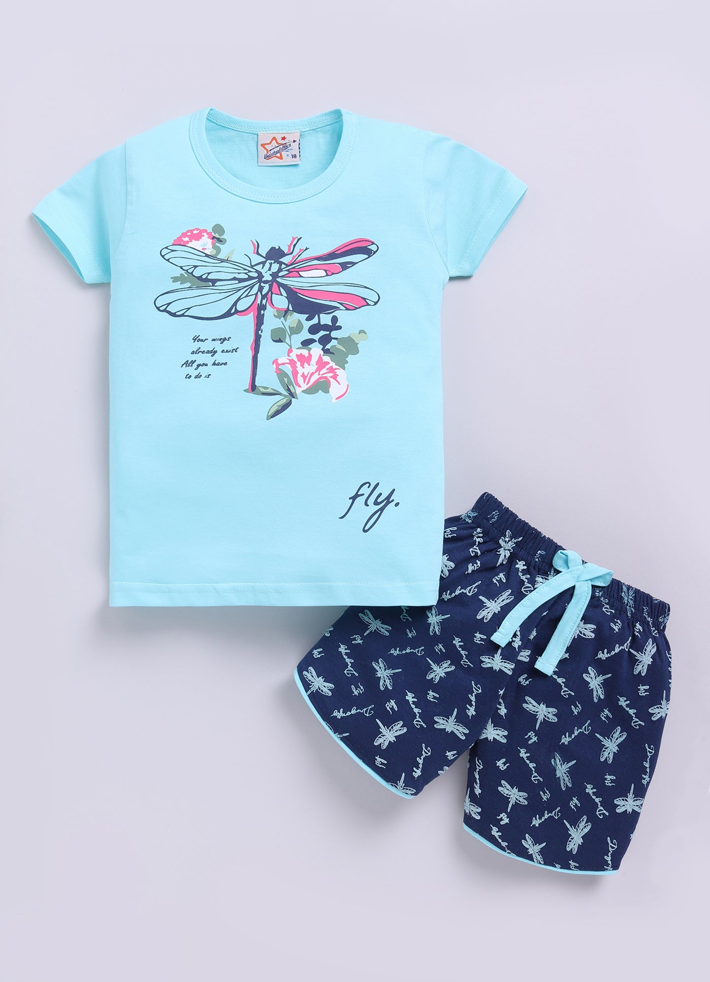 Mars Infiniti Pure Cotton Half Sleeve T-Shirt and Half Pant Set for Baby Girls|Infant tshirt and half pant set| Coordinated Set for Girls Kids