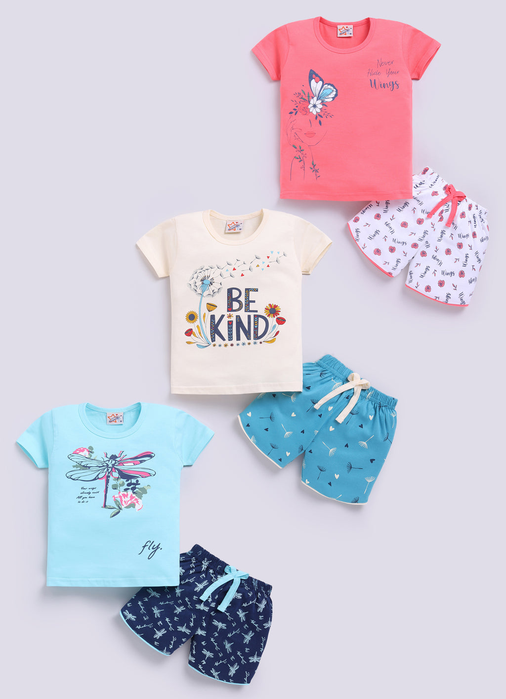 Mars Infiniti Pure Cotton Half Sleeve T-Shirt and Half Pant Set for Baby Girls|Infant tshirt and half pant set| Coordinated Set for Girls Kids