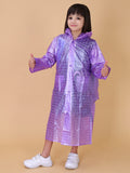 Mars Infiniti PVC Plastic Checkered Girls Raincoat (Violet)