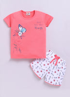 Mars Infiniti Pure Cotton Half Sleeve T-Shirt and Half Pant Set for Baby Girls|Infant tshirt and half pant set| Coordinated Set for Girls Kids|Pink