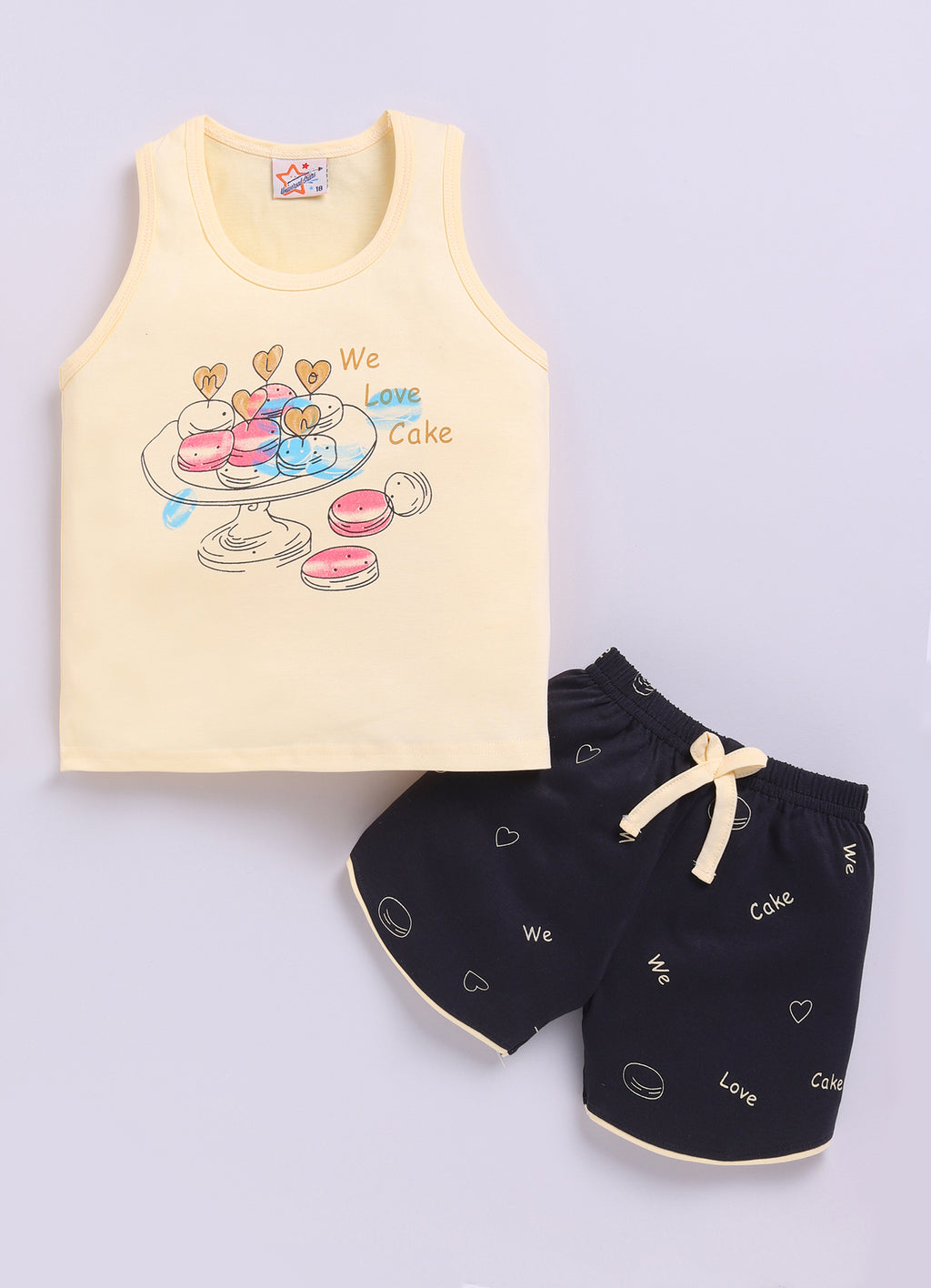 Mars Infiniti Pure Cotton Sleeveless T-Shirt and Half Pant Set for Baby Boys|Infant tshirt and half pant set| Coordinated Set for Unisex kids|Lime Yellow