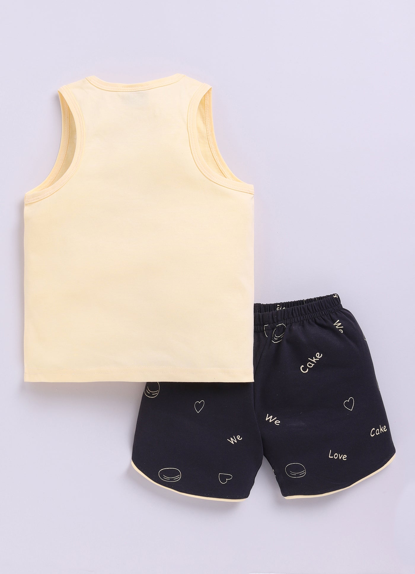 Mars Infiniti Pure Cotton Sleeveless T-Shirt and Half Pant Set for Baby Boys|Infant tshirt and half pant set| Coordinated Set for Unisex kids|Lime Yellow