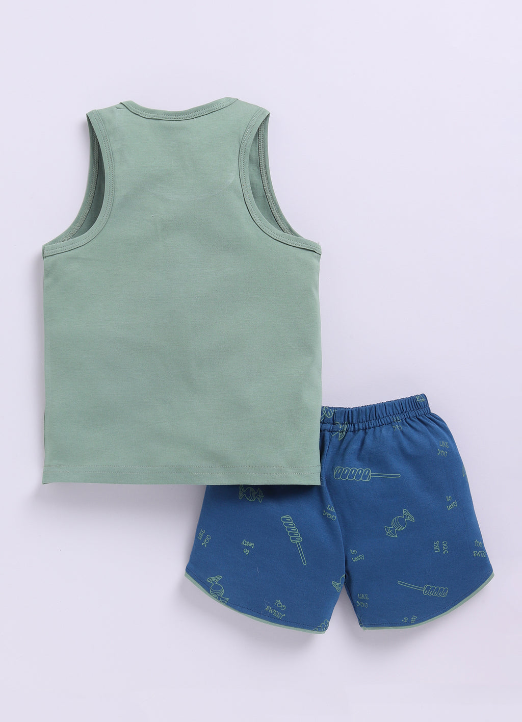 Mars Infiniti Pure Cotton Sleeveless T-Shirt and Half Pant Set for Baby Boys|Infant tshirt and half pant set| Coordinated Set for Unisex kids|Green