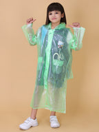 Mars Infiniti PVC Plastic Solid Color Girls Raincoat (Green)