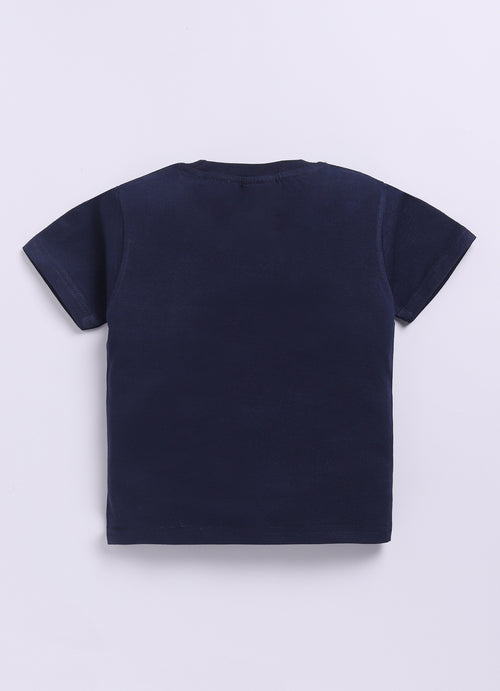 Mars Infiniti Pure Cotton Tshirts for Boys Kids | Summer Tops for Babyboys | Lightweight and Breathable| Playful Printed tees | Halfsleeve Tshirts| Colorful Playful Printed Tops|Navy Blue