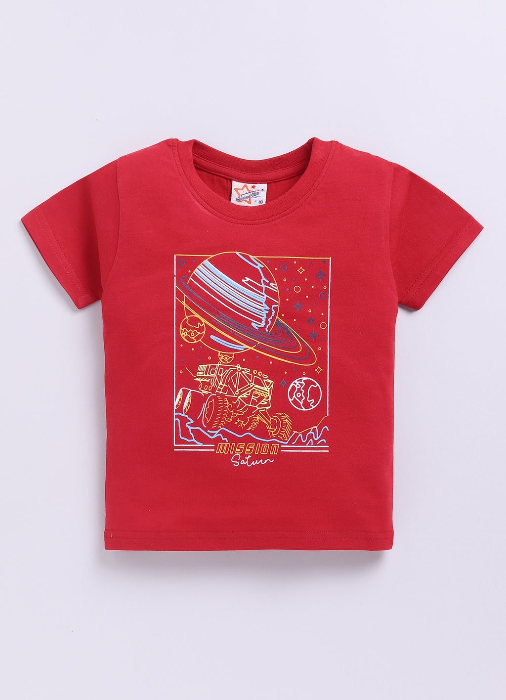 Mars Infiniti Pure Cotton Tshirts for Boys Kids | Summer Tops for Babyboys | Lightweight and Breathable| Playful Printed tees | Halfsleeve Tshirts| Colorful Playful Printed Tops|Red