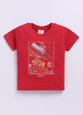 Mars Infiniti Pure Cotton Tshirts for Boys Kids | Summer Tops for Babyboys | Lightweight and Breathable| Playful Printed tees | Halfsleeve Tshirts| Colorful Playful Printed Tops|Red