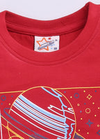 Mars Infiniti Pure Cotton Tshirts for Boys Kids | Summer Tops for Babyboys | Lightweight and Breathable| Playful Printed tees | Halfsleeve Tshirts| Colorful Playful Printed Tops|Red