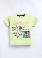 Mars Infiniti Boys & Girls Casual T-shirt Three Fourth Pant (Blue, Light Yellow)