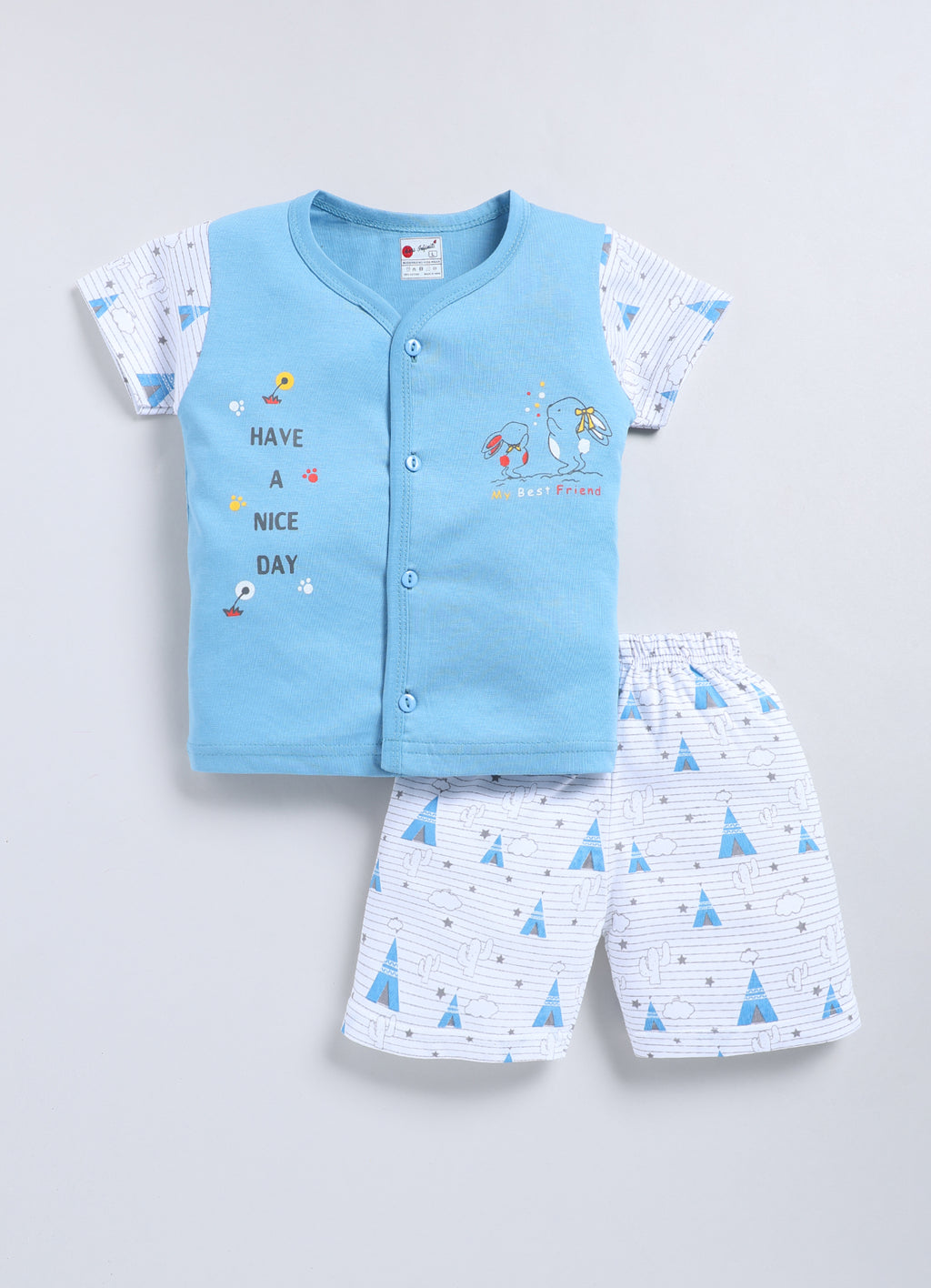Mars Infiniti Baby Boys & Baby Girls Casual T-shirt Shorts (Sky blue, White)