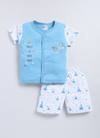 Mars Infiniti Baby Boys & Baby Girls Casual T-shirt Shorts (Sky blue, White)