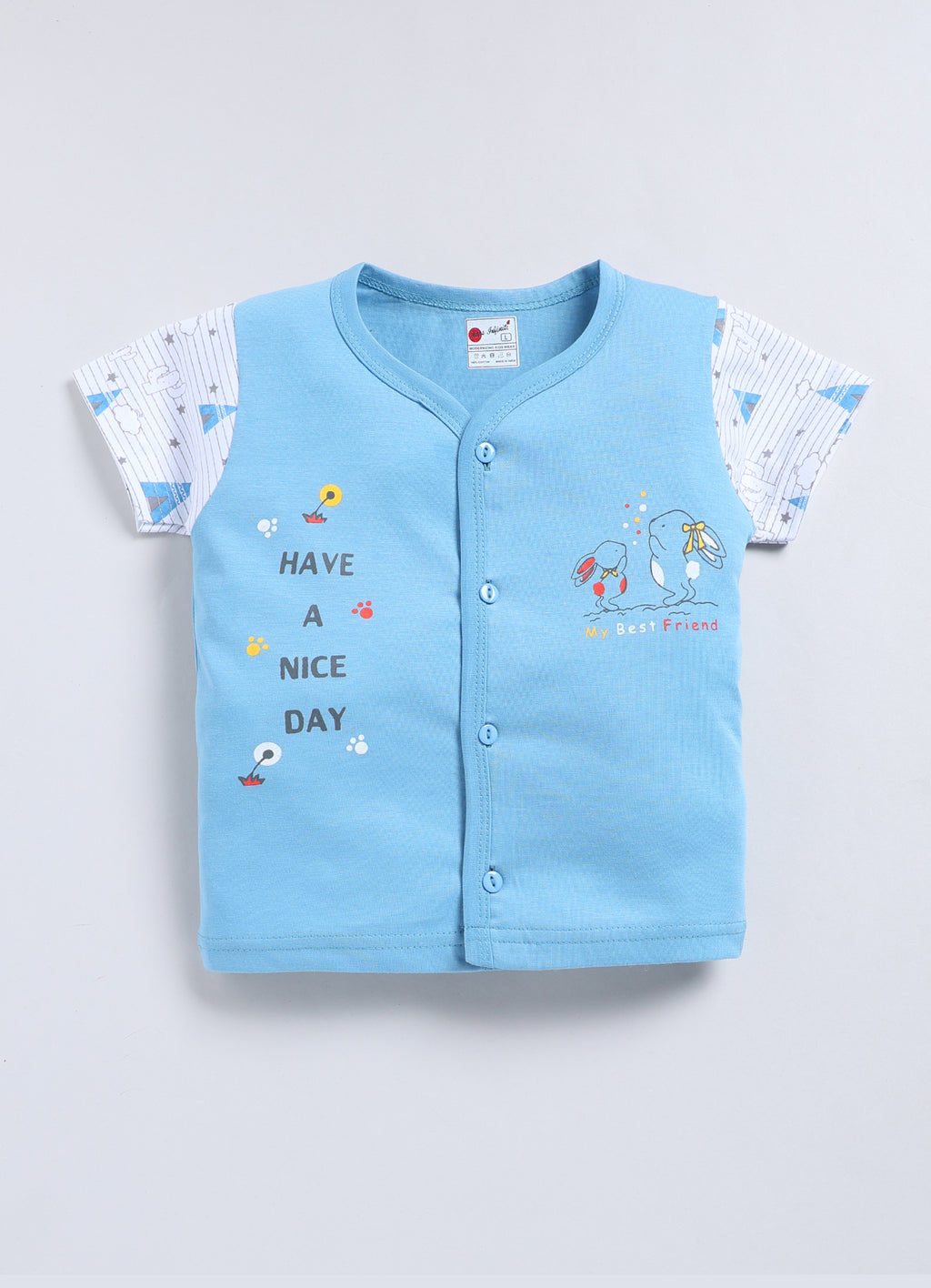 Mars Infiniti Baby Boys & Baby Girls Casual T-shirt Shorts (Sky blue, White)
