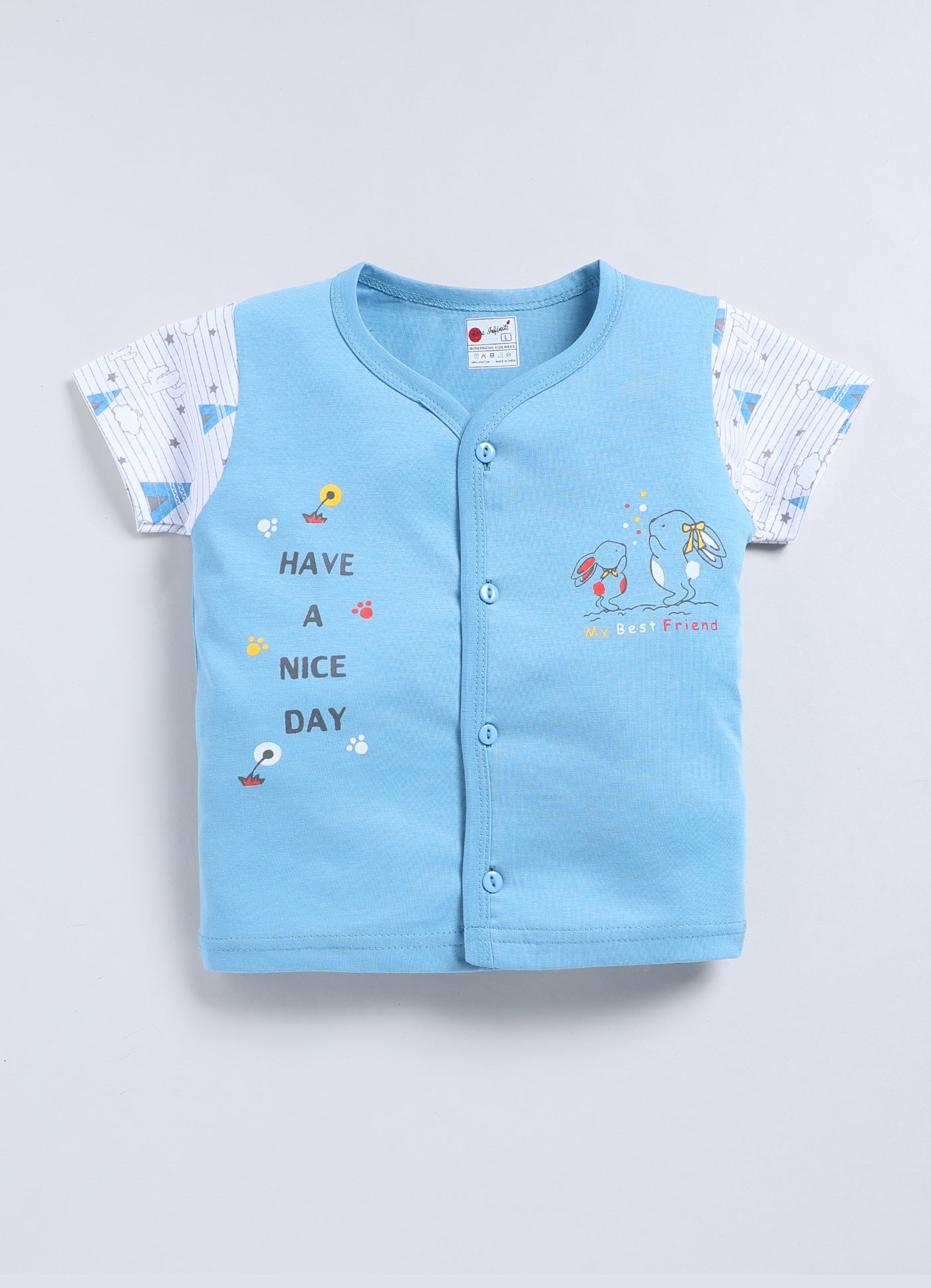 Mars Infiniti Baby Boys & Baby Girls Casual T-shirt Shorts (Sky blue, White)