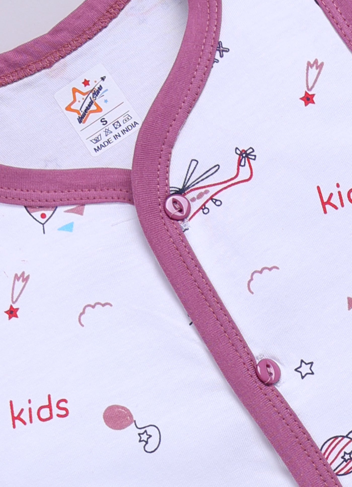 Mars Infiniti Front Open Tshirt and Pant Set for new born babies | Pure Cotton soft, Lightweight and Breathable Coordinated Outfit | Half Sleeves Shirt and Short Set for Infants|Pink, White