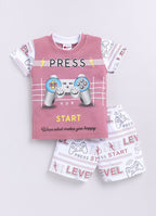 Mars Infiniti Baby Boys & Baby Girls Casual T-shirt Shorts (Rose, White)