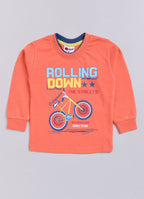 Mars Infiniti Boys Casual T-shirt Track Pants (Orange)