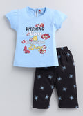 Mars Infiniti Baby Girls Casual Top Capri (Sky Blue, Navy)