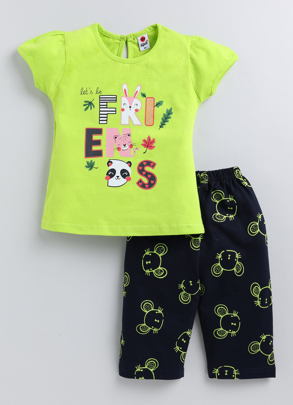 Mars Infiniti Baby Girls Casual Top Capri (Fluorescent Green, Black)