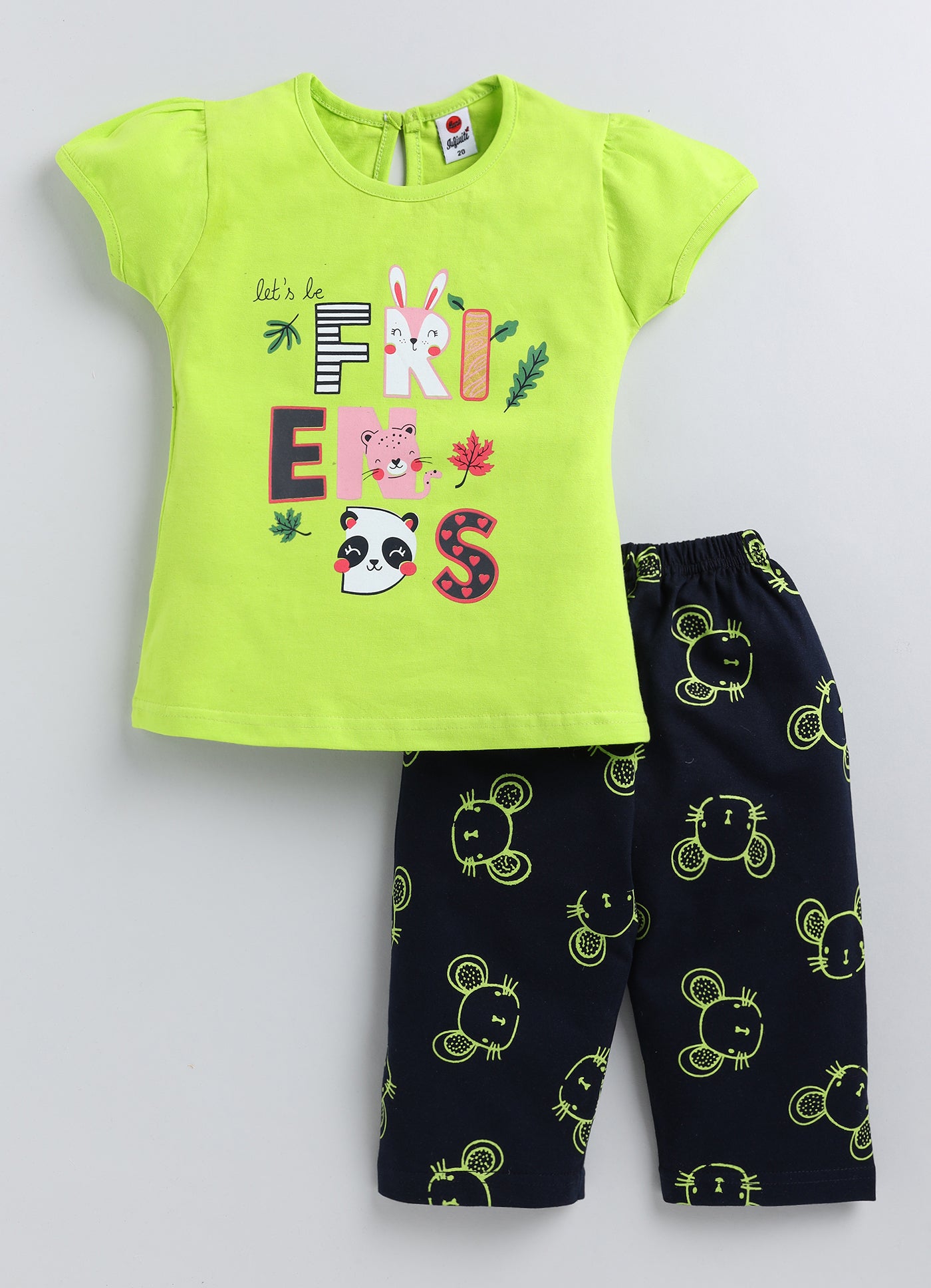 Mars Infiniti Baby Girls Casual Top Capri (Fluorescent Green, Black)