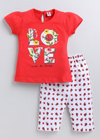 Mars Infiniti Baby Girls Casual Top Capri (Red, White)