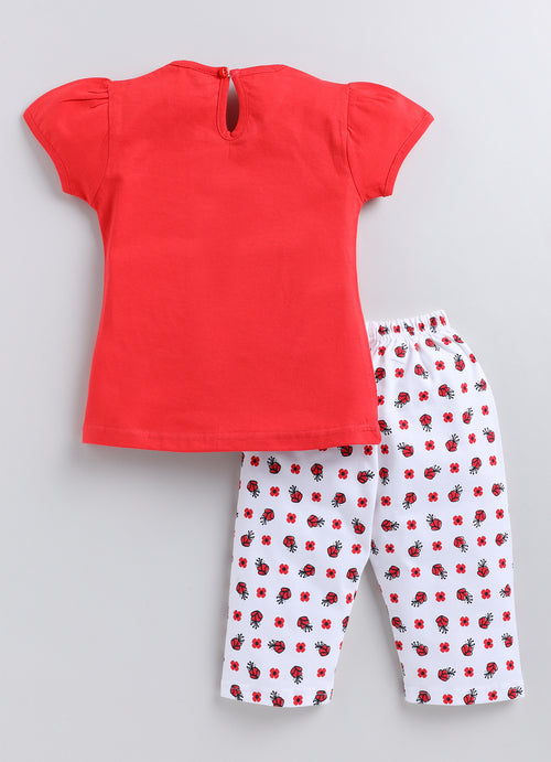 Mars Infiniti Baby Girls Casual Top Capri (Red, White)