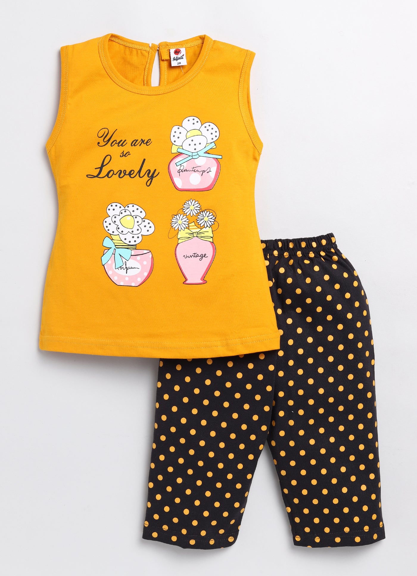 Mars Infiniti Baby Girls Casual Top Capri (Mustard, Black)
