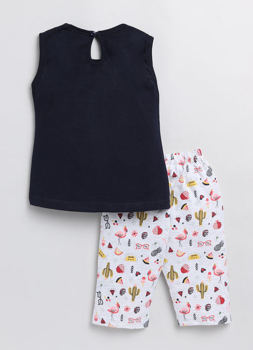 Mars Infiniti Baby Girls Casual Top Capri (Navy, Melange)