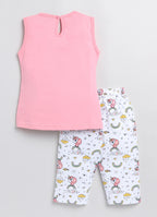 Mars Infiniti Baby Girls Casual Top Capri (Baby Pink, White)