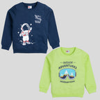 Mars Infiniti Full Sleeves Roundneck Winter Sweatshirt, Pack of 2, Light Green, Sky Blue